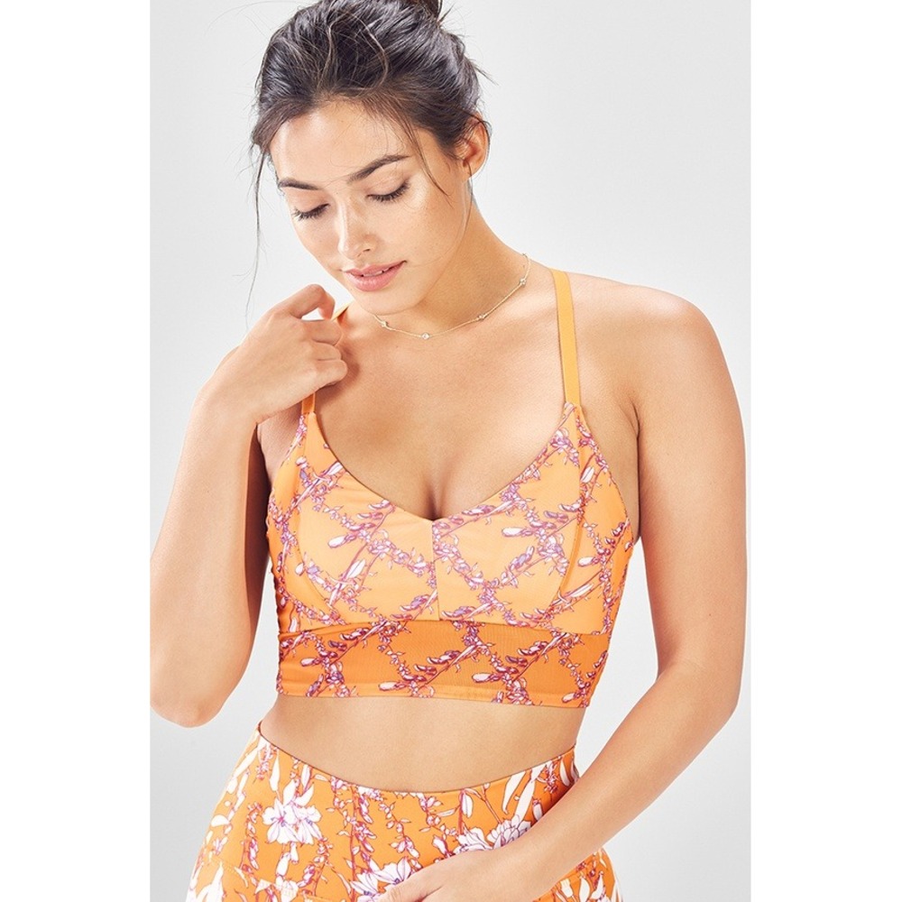 Fabletics Marlene Low Support Midi Bra Racerback Orange CottageCore Large